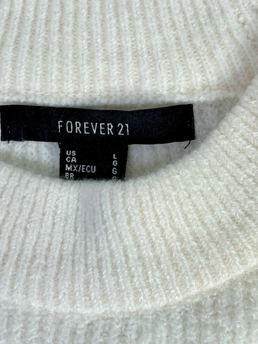 Forever 21 White & Light Blue 'SKI VERMONT' Stripe Knit Pullover
